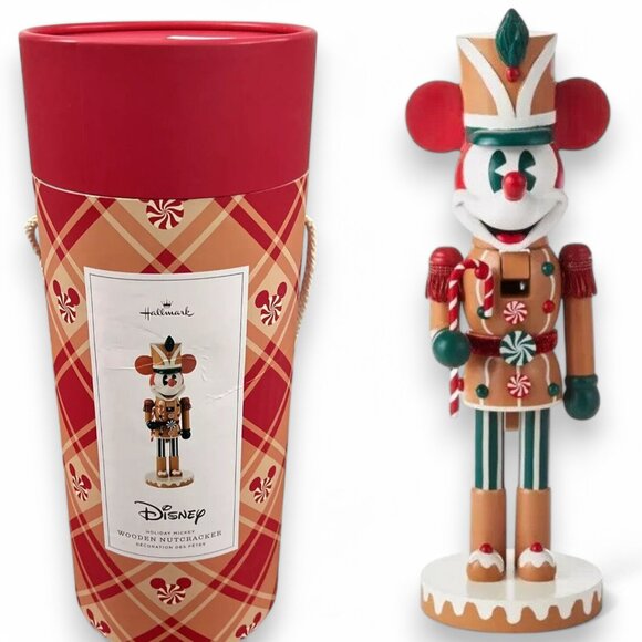 Hallmark 13.5” GINGERBREAD BOY MICKEY MOUSE NUTCRACKER Wood Disney Candy Cane - Picture 1 of 7